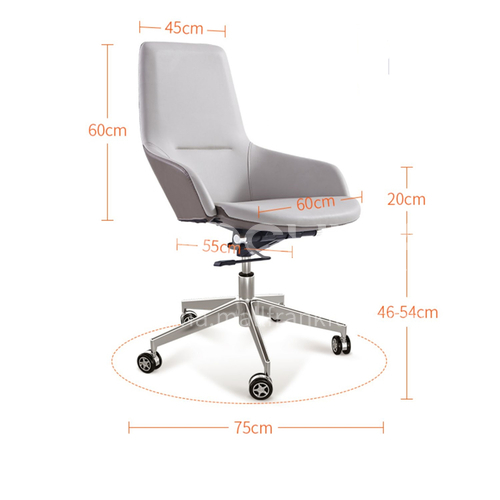 ZYTX-K1703 A B C stereotyped cotton multifunctional tilting chassis with 4-speed locking aluminum alloy cone feet PU universal wheel office chair